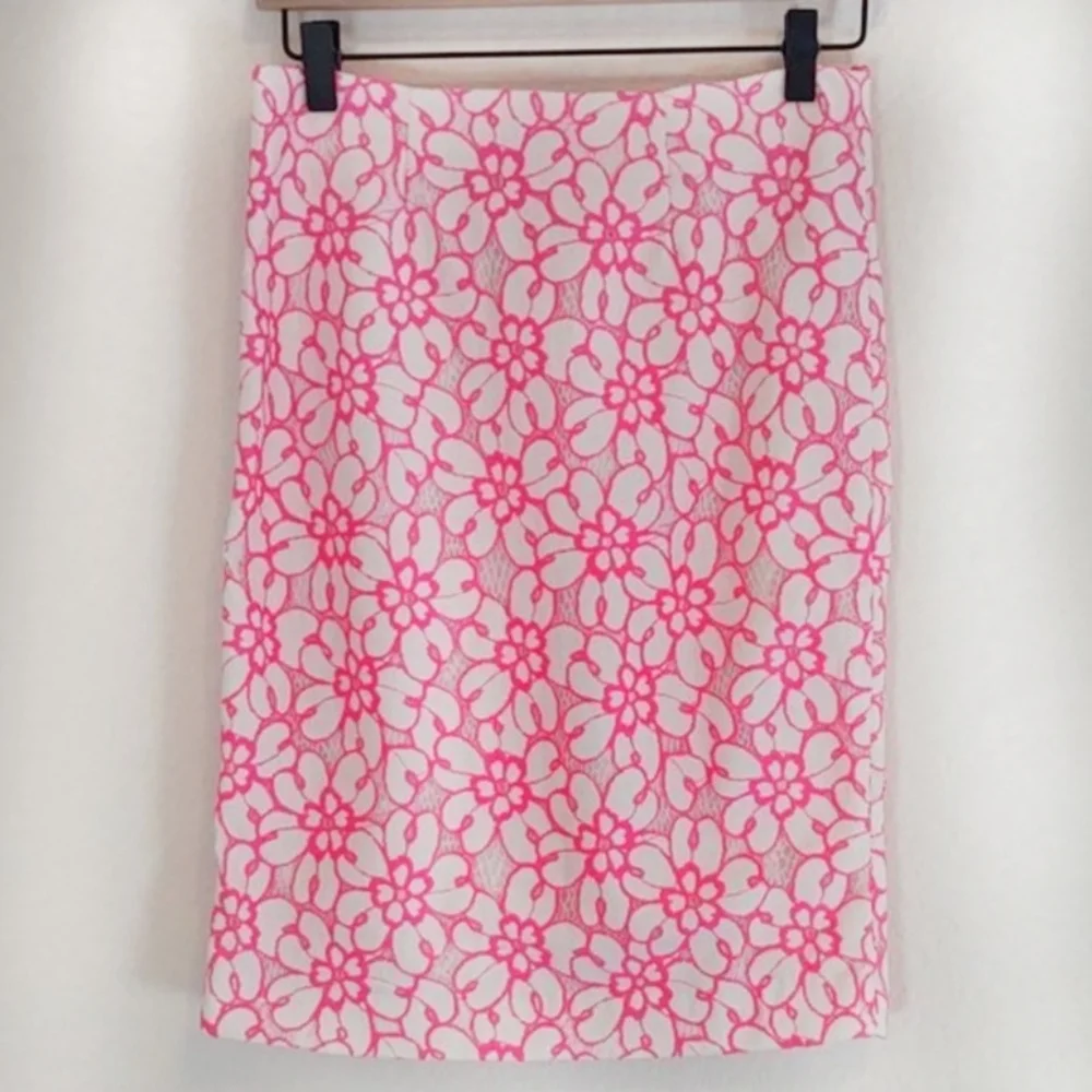 Lilly Pulitzer Hyacinth Fiesta Pink Pique Lace Pencil Skirt